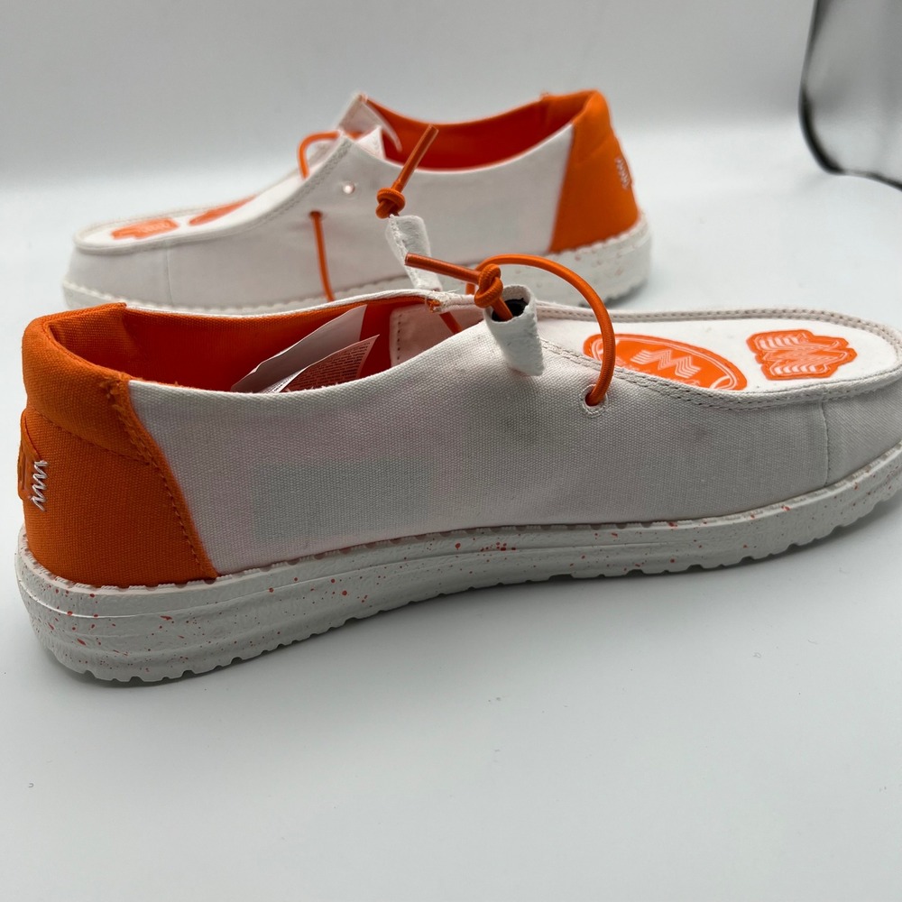 Hey Dude Wendy Whataburger Shoes Womens 9 White Orange Canvas‎ Slip On Loafers - Picture 8 of 11